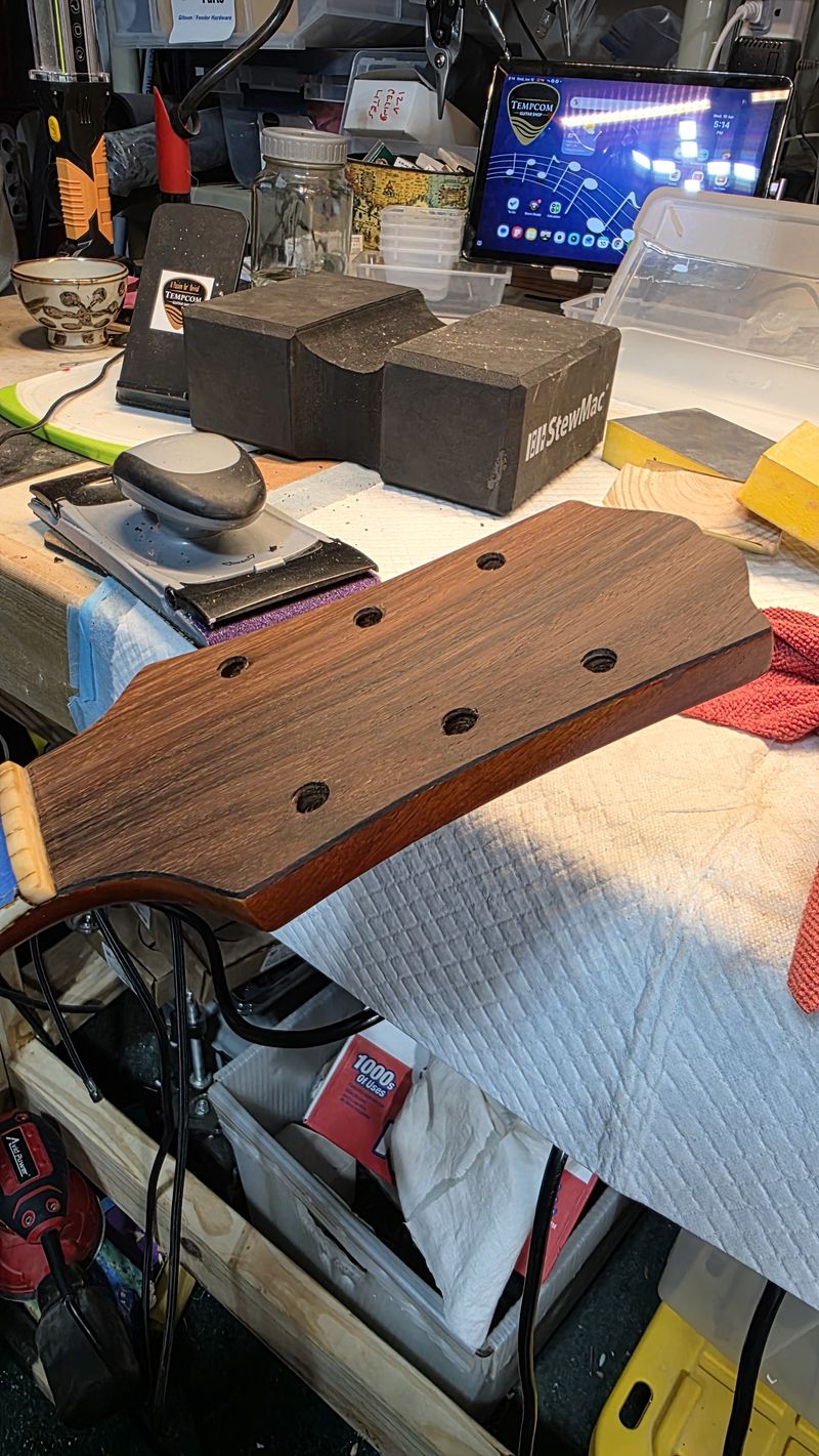 Zephyr neck removed from the body and refinished during the restoration